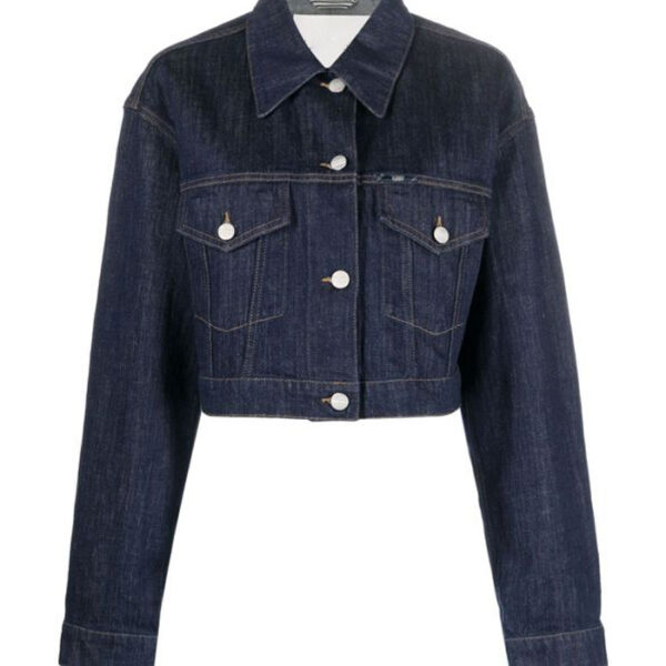 Closed cropped denim jacket - Blue