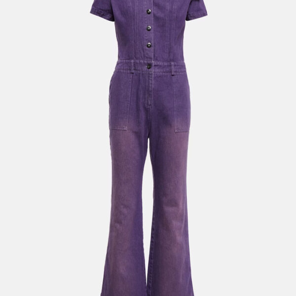 One-shoulder denim jumpsuit