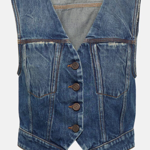 Cropped denim vest