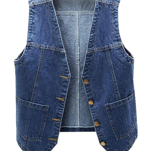 Women's Sleeveless Denim Vest V Neck