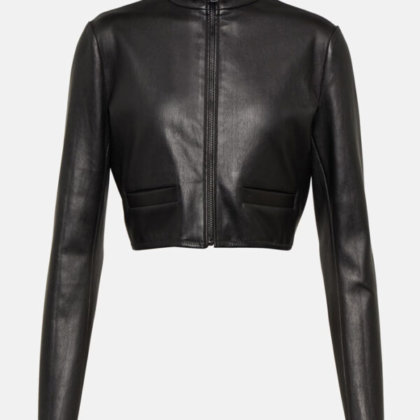 Cropped leather jacket