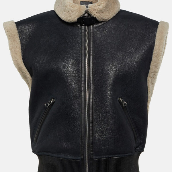 Leather and shearling vest