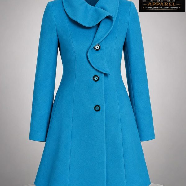 Winter women fashion designer coat jacket blue brand