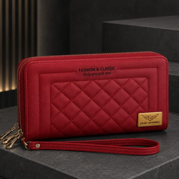 Women's Trendy PU Leather Wallet Casual Single Zipper Clutch with Large Capacity Multifunctional Features