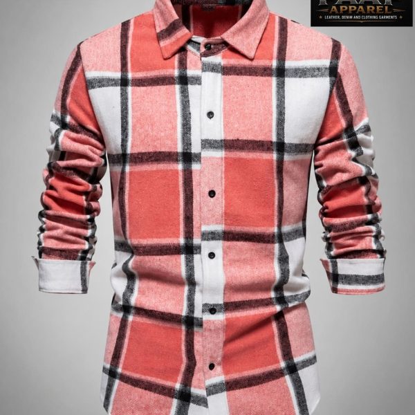 Men's Button Front Long Sleeve Plaid Casual Shirt