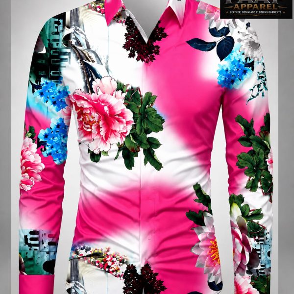 Men Regular Fit Printed Collarless Collar Casual Shirt