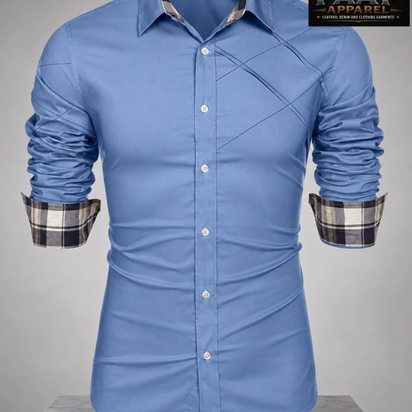 Men's Long Sleeve Dress Shirt Plaid Collar Casual Button Down