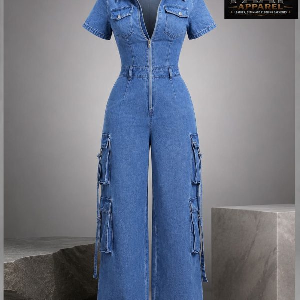 Fashionable Casual Women Denim Bib Pants And Jumpsuit