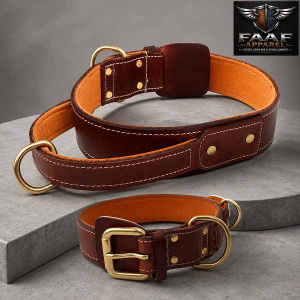 Genuine Leather Dog Collar Full Grain, Heavy Duty, Comfortable, Padded, Strong