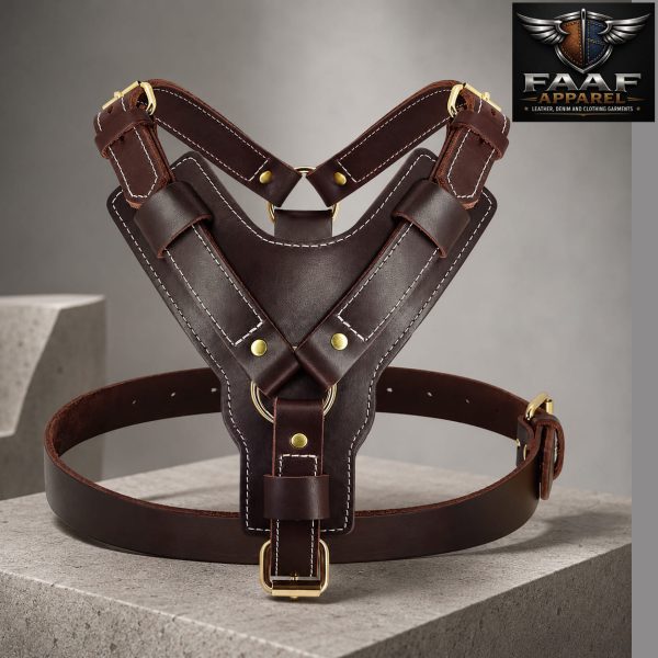 Genuine Leather Dog Harness Heavy Duty Vest Soft Dog Walking Harness for Large Dogs Doberman German Shepard Rottweiler Pit