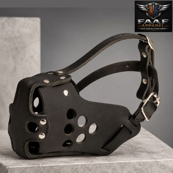 Strong Leather Police Dog Muzzle for K-9 Dogs and Safe Walking
