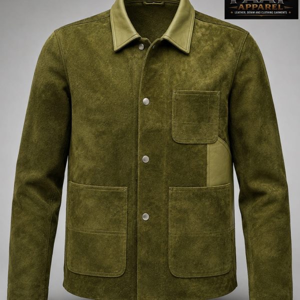 Fashion First Mens Classic Suede Leather Jacket Shirt Style - Western Trucker Casual Cowboy Suede Leather Jacket