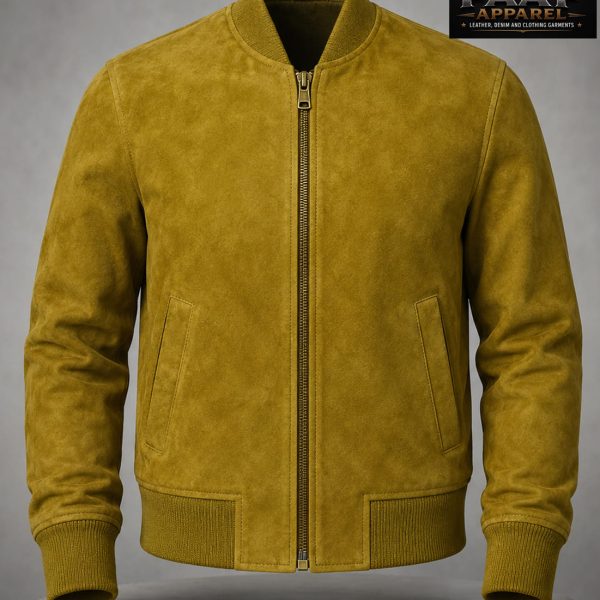 Tan Suede Bomber Jacket