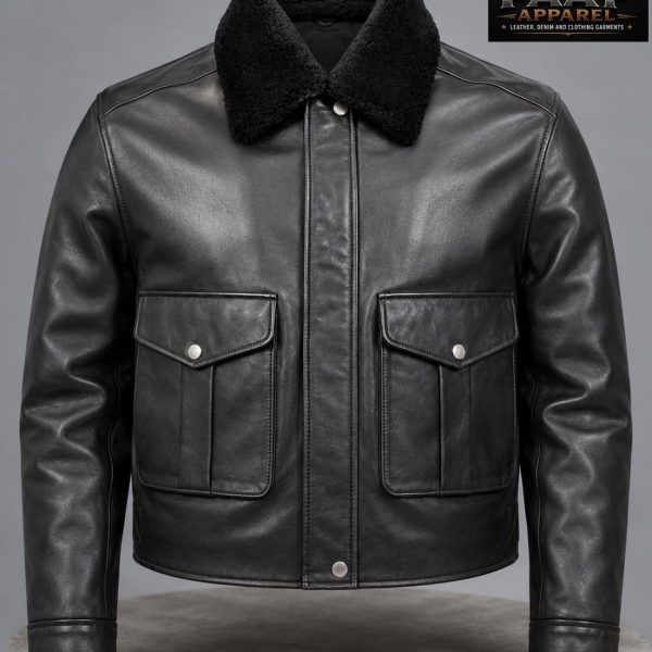 Black Leather Bomber Jacket