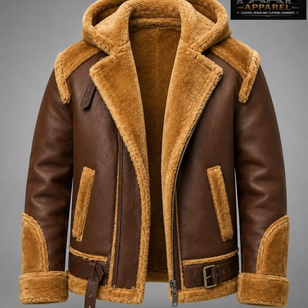 Mens Sheepskin Shearling Jacket B3 Flight Jacket Short Leather Jacket Mans Fur Coat