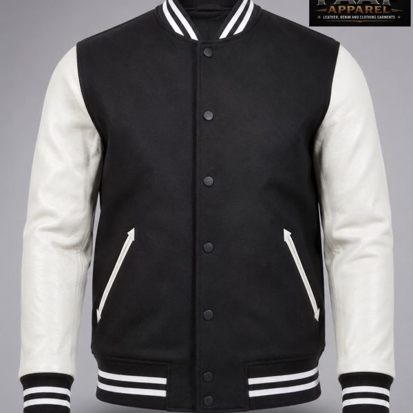 American black and white varsity jacket