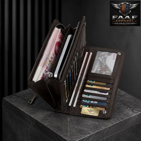 Long Wallet For Men Slim Money Mobile Men Leather Wallet Card Holder