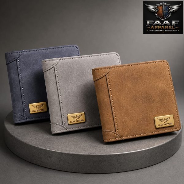 Fashion Short PU Wallet with Cover Closure Man Custom Leather Card Holder and Polyester Liner