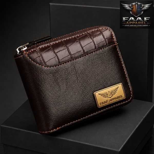 Leather Men’s Wallet Luxury Mens Purse Male Zipper Card Holders with Coin Pocket Rfid Wallets Gifts for Men Money Bag