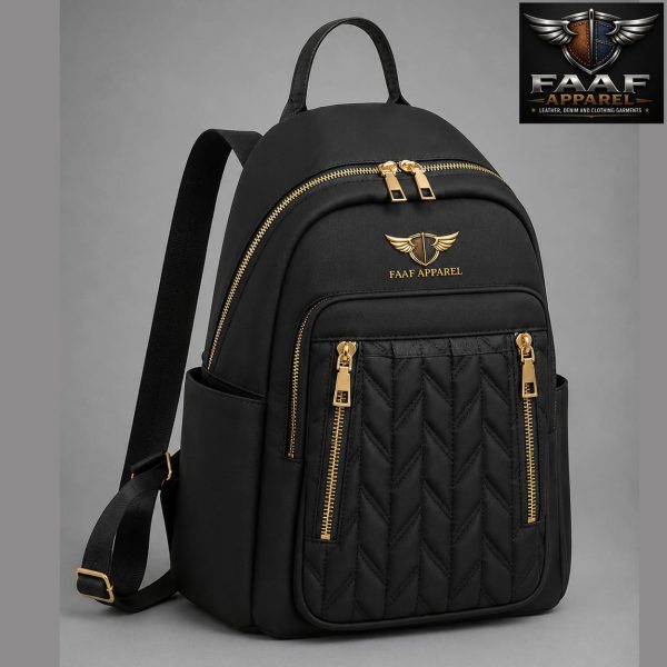 Classic Quilted Multi Zipper Backpack