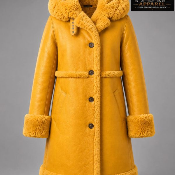 Shearling Fur Coat Yellow