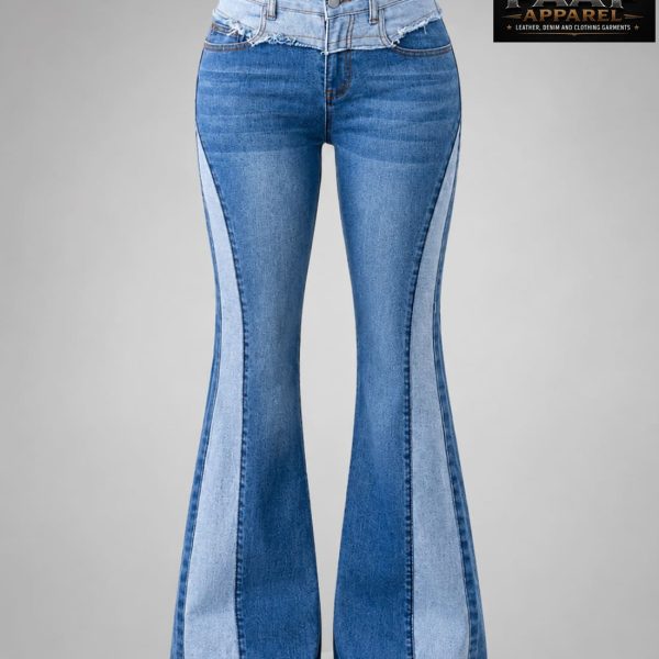 Stitching Jeans Women Spring Autumn Street Casual Color Denim Pants Trousers Female