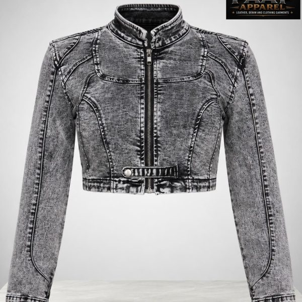 Vintage Distressed Motorcycle Jacket Men Women Denim Jacket