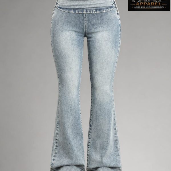 Women's Casual Fashionable Flared Jeans With Waist Pleats