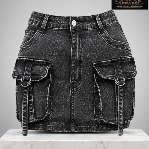 Teens' Cargo Pocket Short Casual Denim Mini Skirt