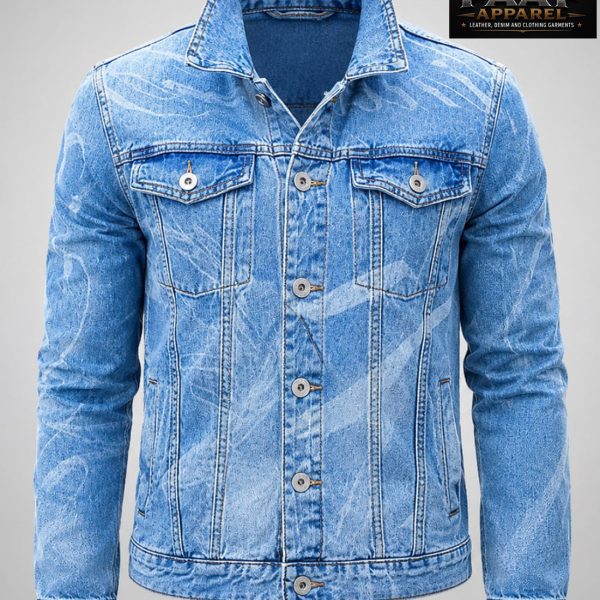 Men's Casual Cotton Denim Jacket Classic Style Slim Washed Retro Blue Jeans