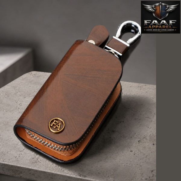 Car Key Chain Holder Case,Leather Key Wallet,Key Holder Protection, Universal Car Key Case Bag Double Pocket Keychain Pouch for Men Women Car Key Remote Control Car Key Case Car Key Protective