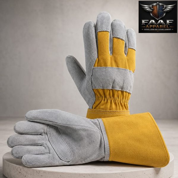 Single Palm Canvas Back Gloves (Yellow & Grey)